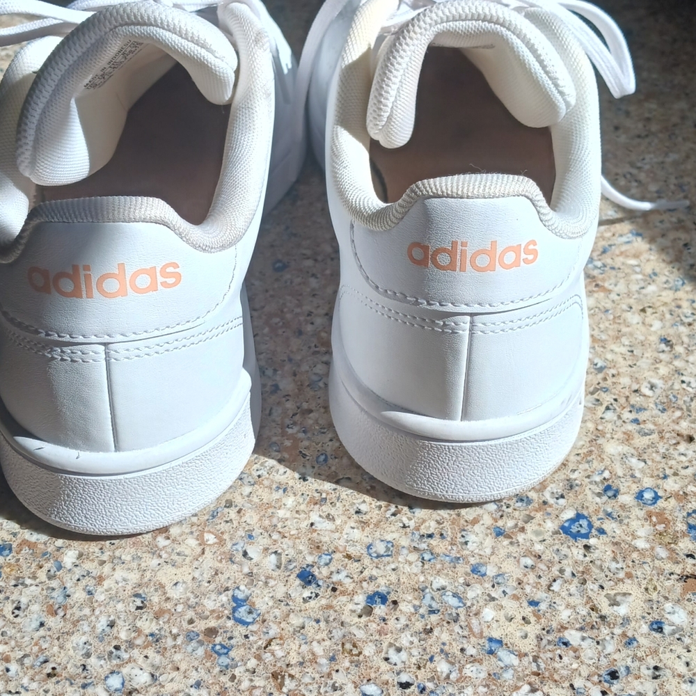 White "leather" Adidas sneakers size 9